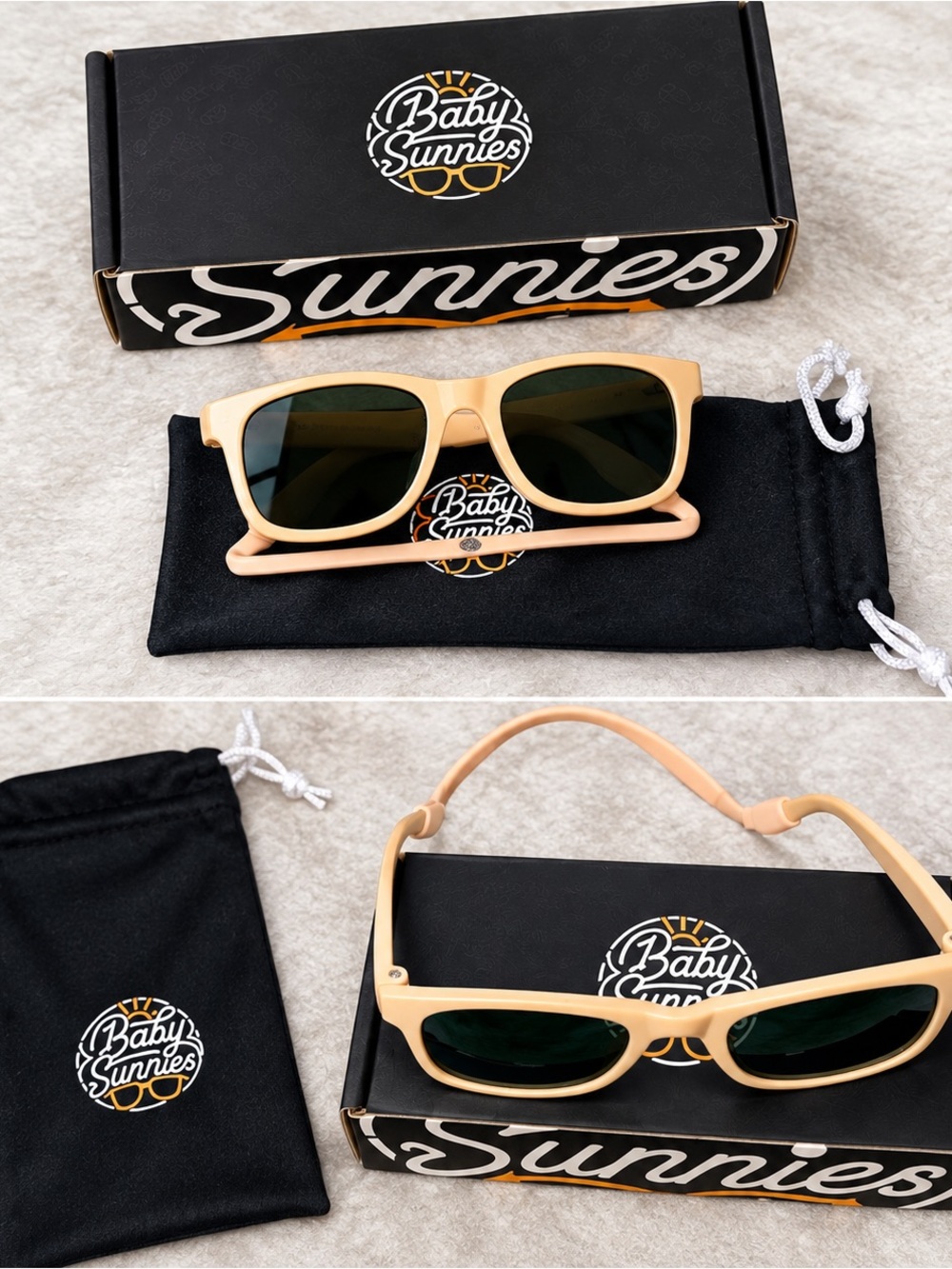 Men’s Beige Frame Sunglasses with Brown Lenses